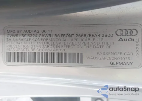 2012 Audi A7 Premium from USA, damaged, VIN WAUSGAFC5CN010751